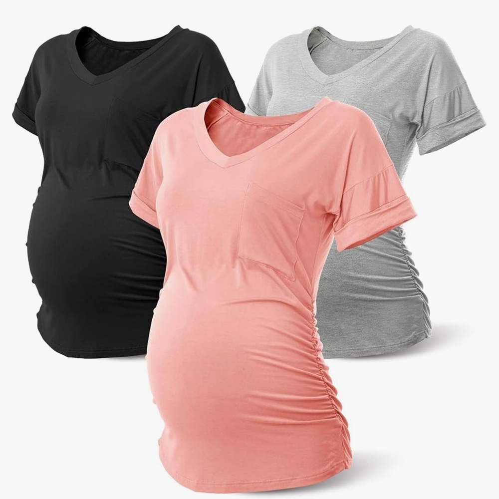Vneck ruched maternity shirts